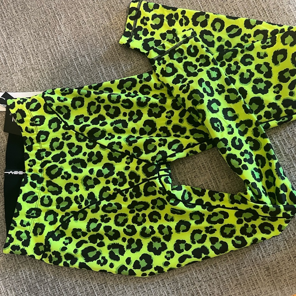 Adam seaman sport Neon Green Leopard Print Active Leggings